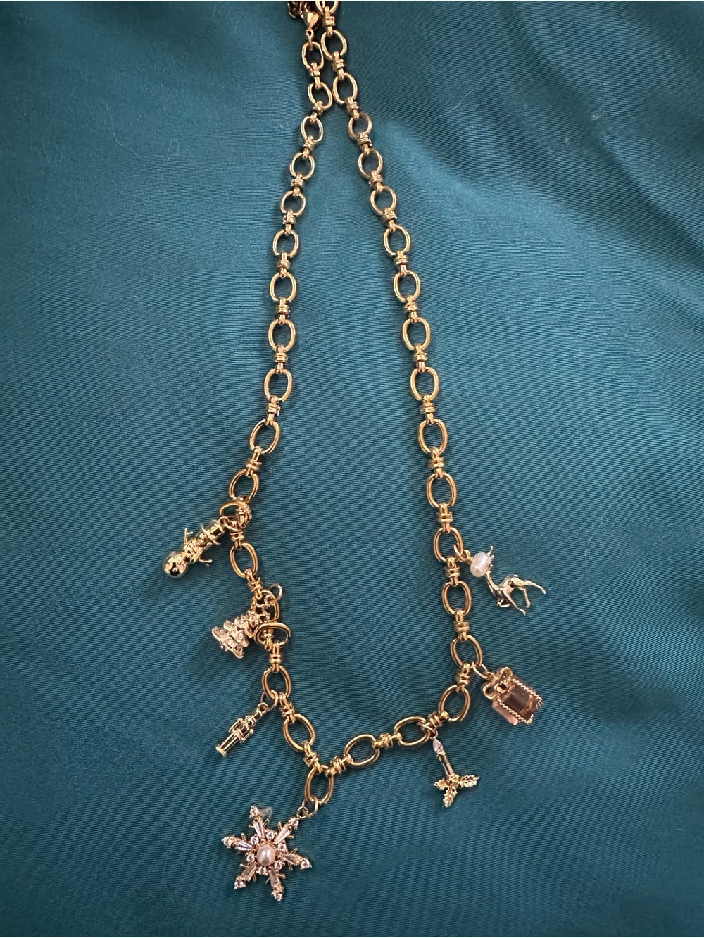Gold Charm Necklace with Crystal Star Pendant - Women Jewelry